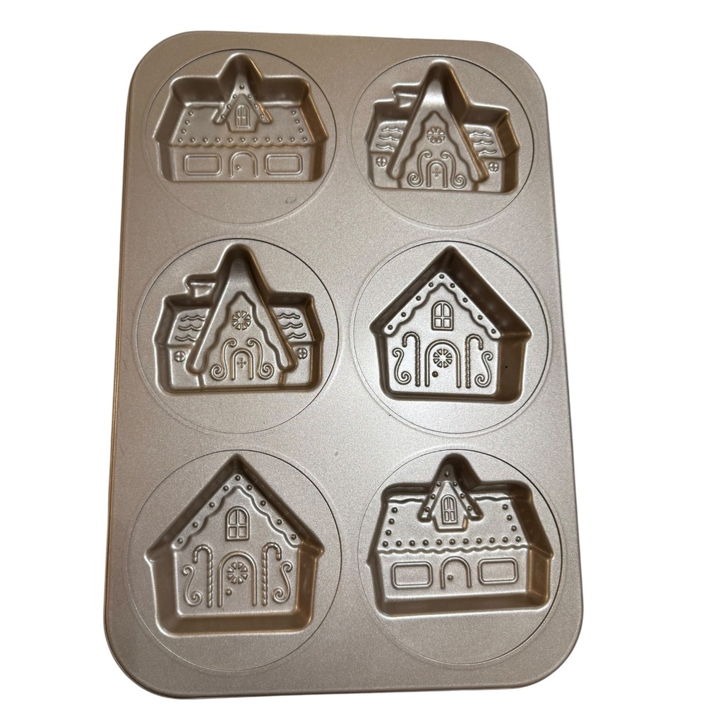 Wilton Gingerbread House Holiday Cookie Pan 6 Cavity Non-Stick Christmas Baking